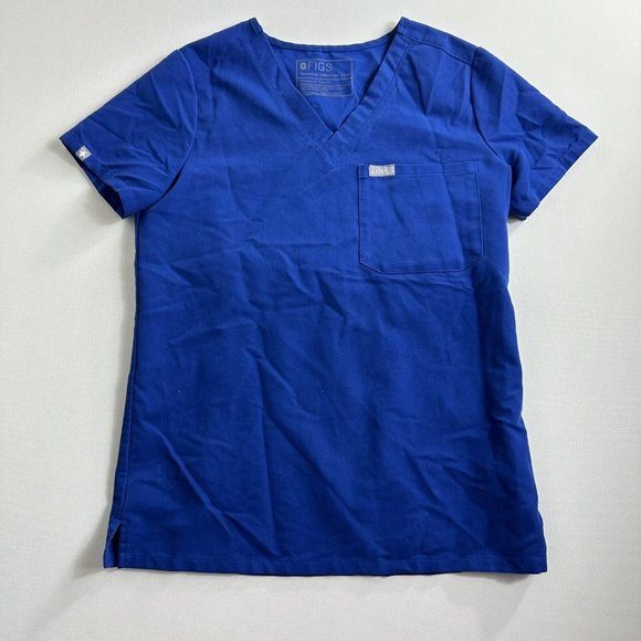 Figs Catarina Single Pocket Solid Blue Scrub Top Womens Size XXS Uniform  - Picture 10 of 10